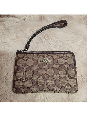 Coach Signature Canvas Small Wristlet (F58033) - Burgundy